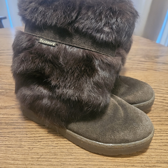 BearPaw Women's Chocolate Furry Ankle Booties - Picture 2 of 5